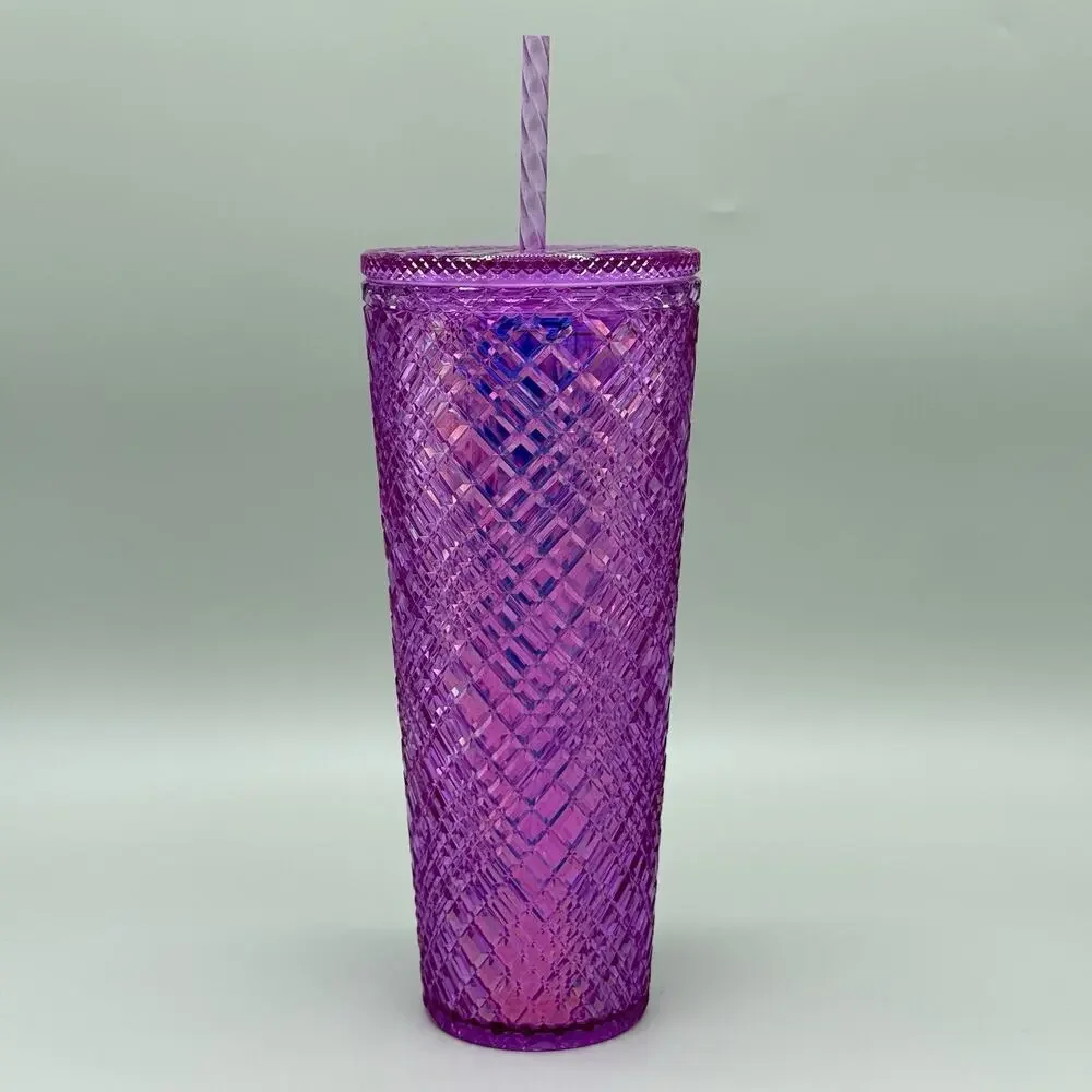 Starbucks Venti Studded Tumbler Iridescent Magenta Pink 24oz Cold Cup with Straw